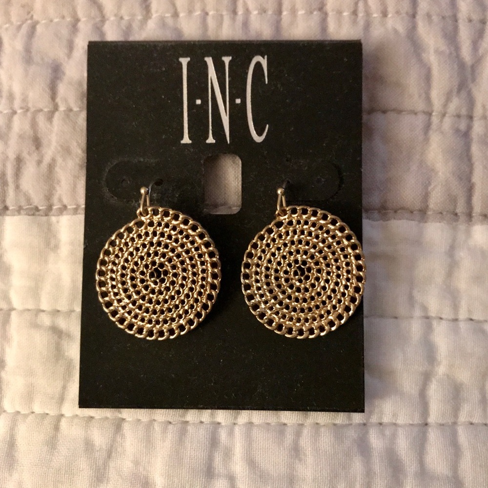 INC Gold Disc Earrings, New With Tags.